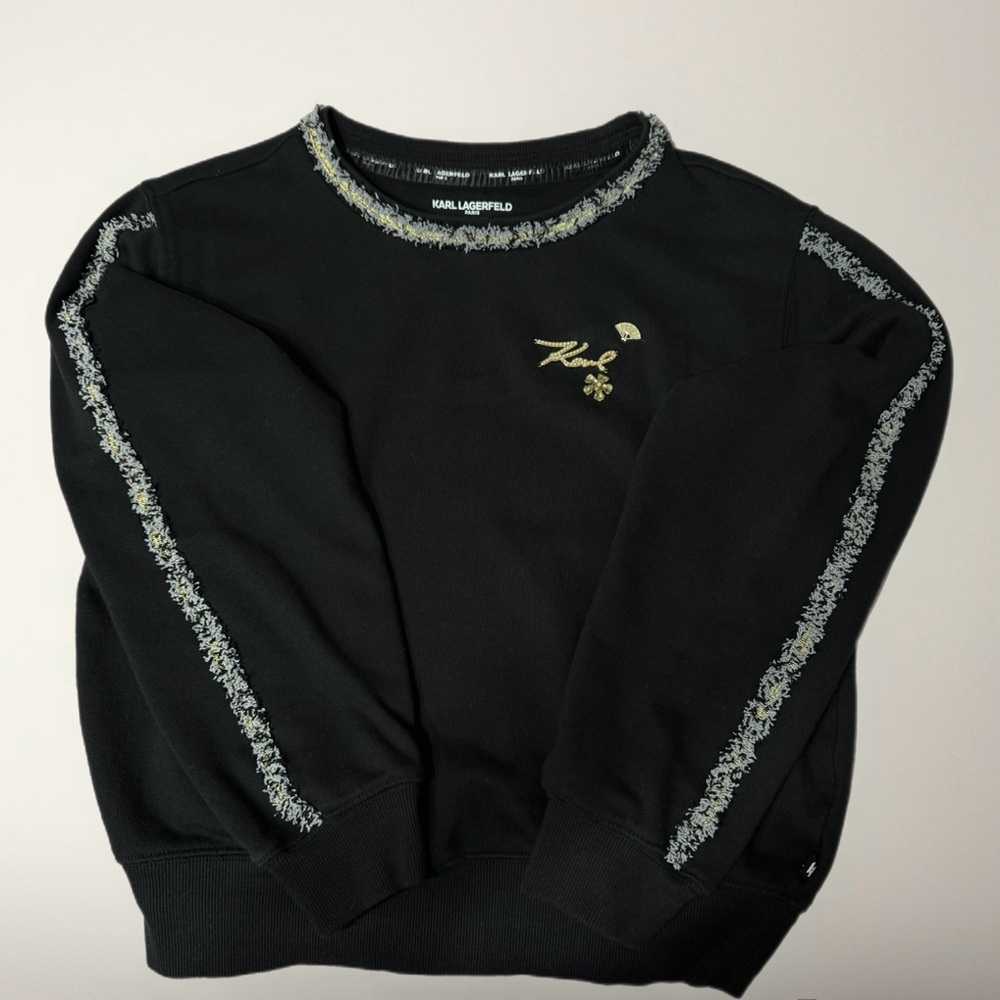 Karl Lagerfeld Black Sweater with Gold Accents